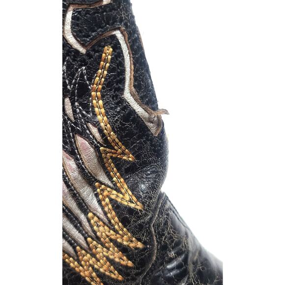 Women's Black and Brown Heeled Boots - Picture 4 of 10
